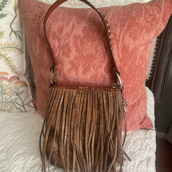 Raviani Leather Rock Fringe Cowhide Purse - Picture 2 of 5